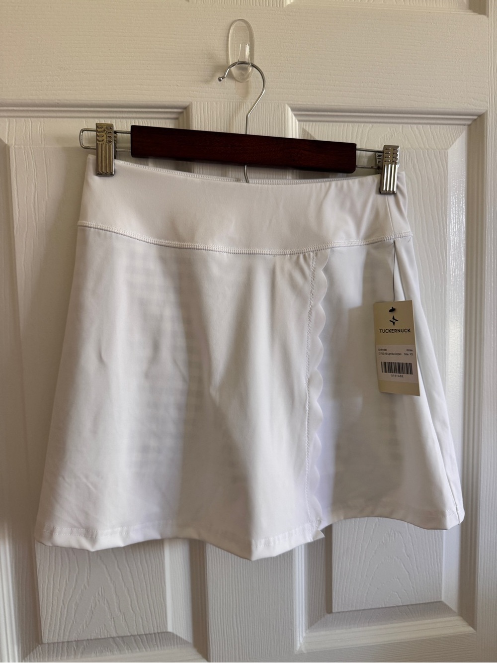 NWT Tuckernuck Active TNuck Sport White Scalloped Skort Blue Gingham XS